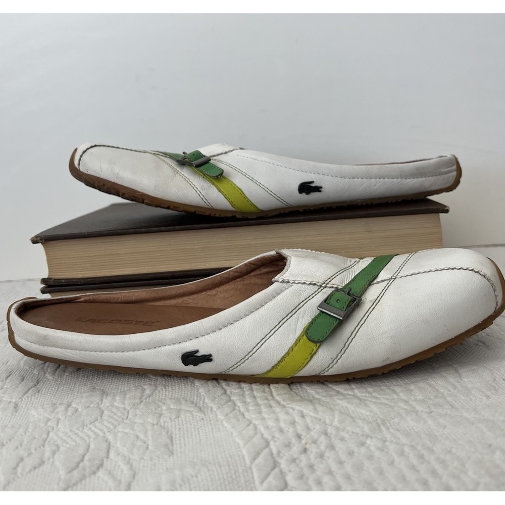 Vintage Y2K Lacoste Thea Mule Slip On Shoes Women's Size 9 White /Green